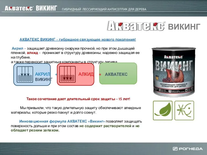 ОБЛАСТЬ ПРИМЕНЕНИЯ: АКВАТЕКС ВИКИНГ - гибридное связующее нового поколения! Акрил -