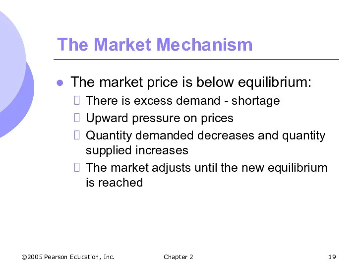 ©2005 Pearson Education, Inc. Chapter 2 The Market Mechanism The market