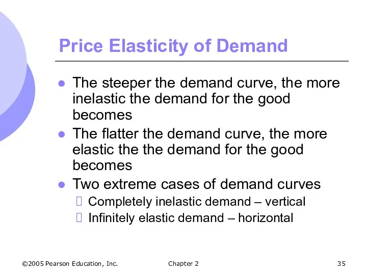 ©2005 Pearson Education, Inc. Chapter 2 Price Elasticity of Demand The