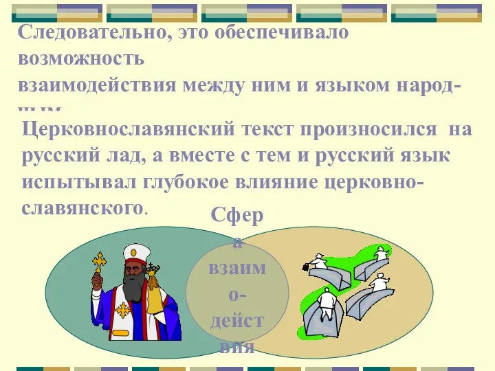 Следовательно, это обеспечивало возможность взаимодействия между ним и языком народ- ным.