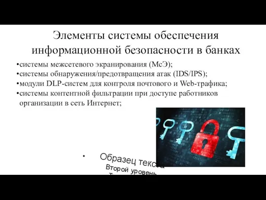 Элементы системы обеспечения информационной безопасности в банках системы межсетевого экранирования (МсЭ);