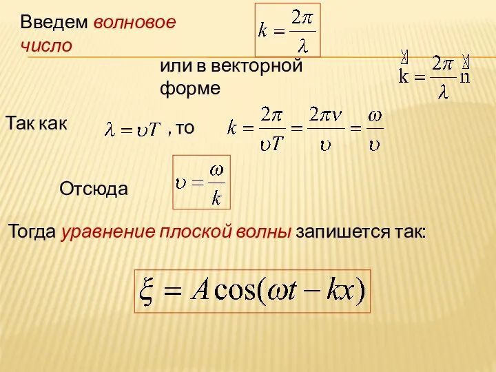 Введем волновое число или в векторной форме Так как , то