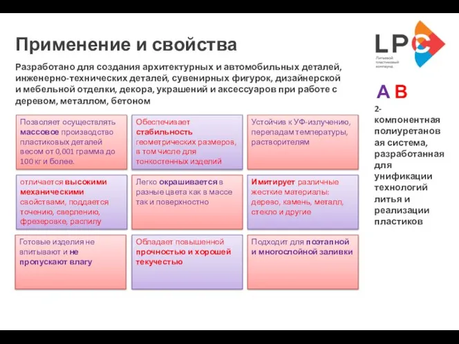 А В 2-компонентная полиуретановая система, разработанная для унификации технологий литья и