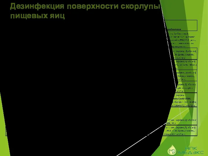 Дезинфекция поверхности скорлупы пищевых яиц