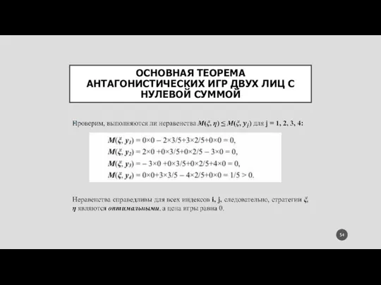 ОСНОВНАЯ ТЕОРЕМА АНТАГОНИСТИЧЕСКИХ ИГР ДВУХ ЛИЦ С НУЛЕВОЙ СУММОЙ