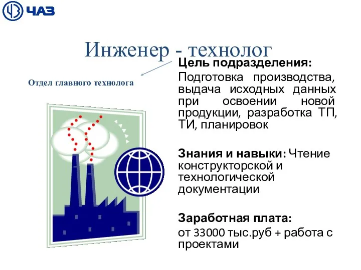 Инженер - технолог Цель подразделения: Подготовка производства, выдача исходных данных при