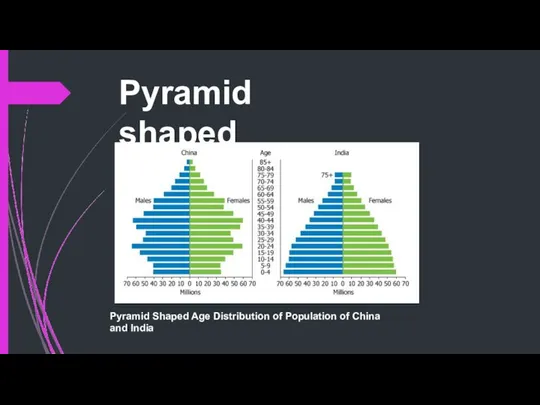 Pyramid shaped Pyramid Shaped Age Distribution of Population of China and India