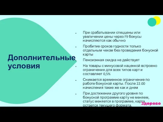 Дополнительные условия При срабатывании спеццены или увеличении цены через F9 бонусы