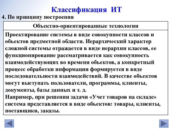 4. По принципу построения Классификация ИТ