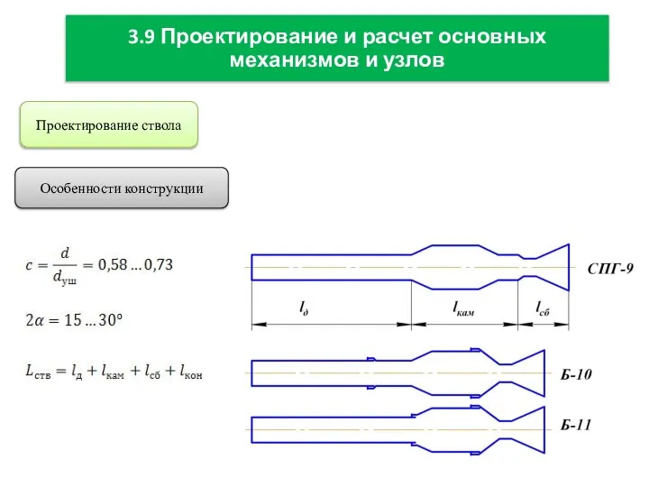 Проектирование ствола Особенности конструкции