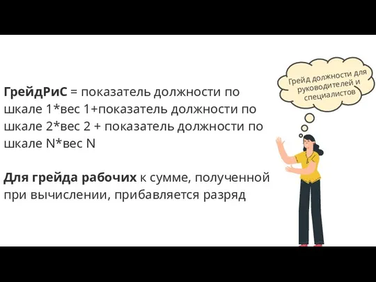 Грейд должности для руководителей и специалистов ГрейдРиС = показатель должности по