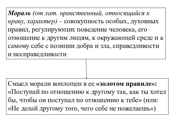 Мораль (от лат. нравственный, относящийся к нраву, характер) – совокупность особых,