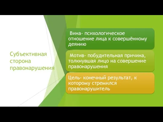 Субъективная сторона правонарушения