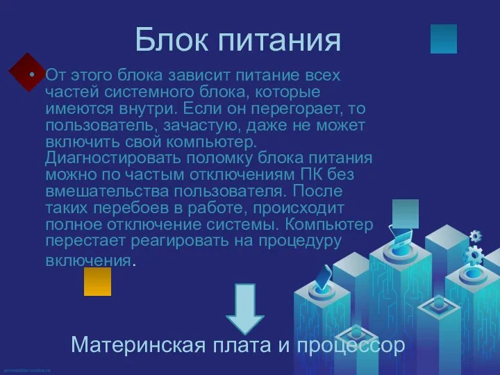 От этого блока зависит питание всех частей системного блока, которые имеются