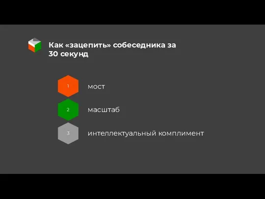 Как «зацепить» собеседника за 30 секунд . 1 2 3 мост масштаб интеллектуальный комплимент