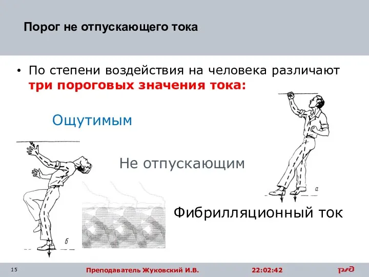 Порог не отпускающего тока По степени воздействия на человека различают три