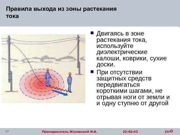 Правила выхода из зоны растекания тока