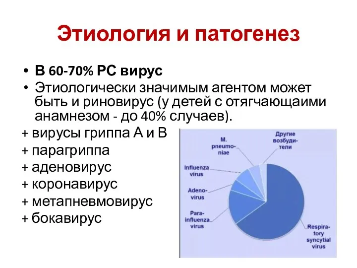 Этиология и патогенез В 60-70% РС вирус Этиологически значимым агентом может