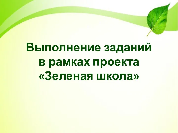 Выполнение заданий в рамках проекта «Зеленая школа»