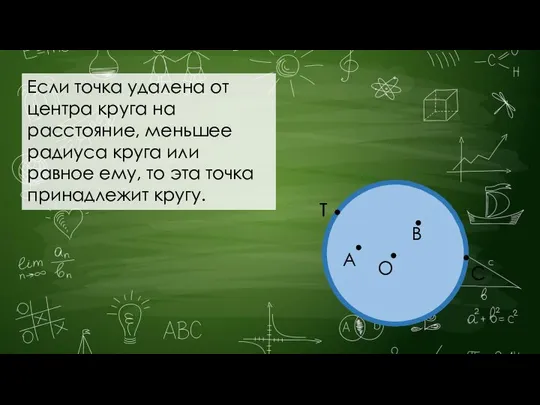 Если точка удалена от центра круга на расстояние, меньшее радиуса круга