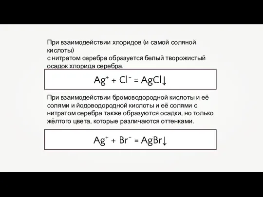 При взаимодействии хлоридов (и самой соляной кислоты) с нитратом серебра образуется