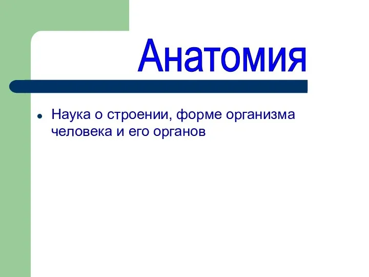 Наука о строении, форме организма человека и его органов Анатомия