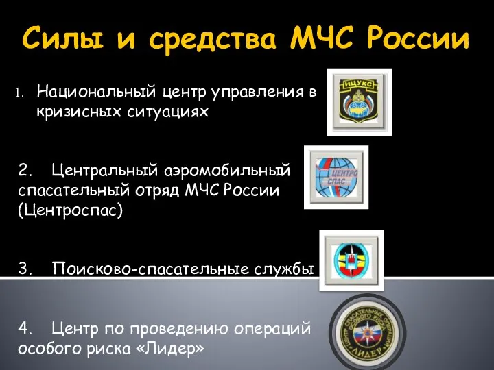 Силы и средства МЧС России Национальный центр управления в кризисных ситуациях