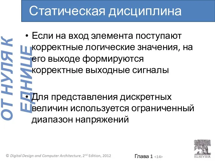 Если на вход элемента поступают корректные логические значения, на его выходе