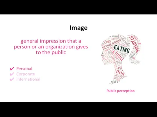 Image general impression that a person or an organization gives to