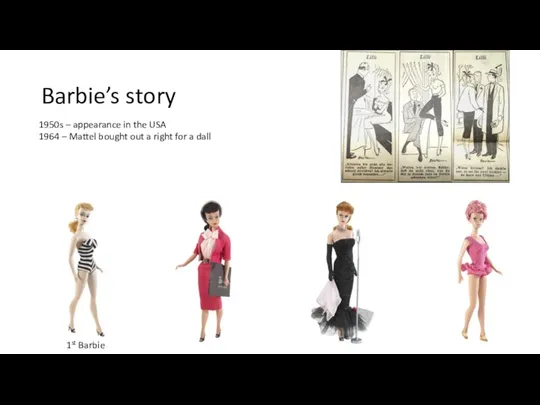 Barbie’s story 1950s – appearance in the USA 1964 – Mattel