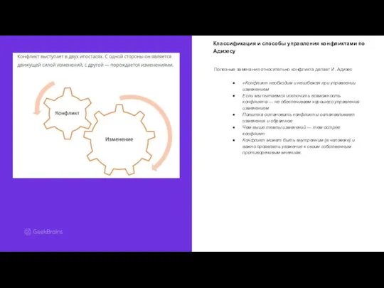 Классификация и способы управления конфликтами по Адизесу Полезные замечания относительно конфликта