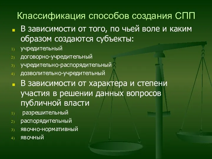 Классификация способов создания СПП В зависимости от того, по чьей воле