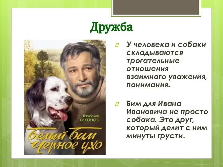 Дружба У человека и собаки складываются трогательные отношения взаимного уважения, понимания.