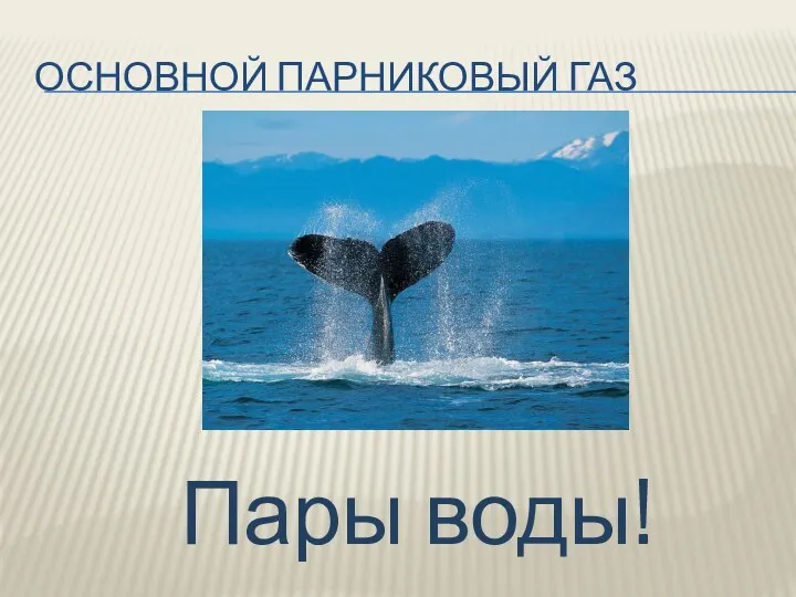 ОСНОВНОЙ ПАРНИКОВЫЙ ГАЗ Пары воды!