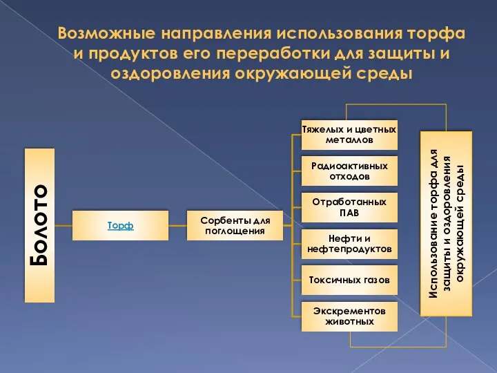 Возможные направления использования торфа и продуктов его переработки для защиты и