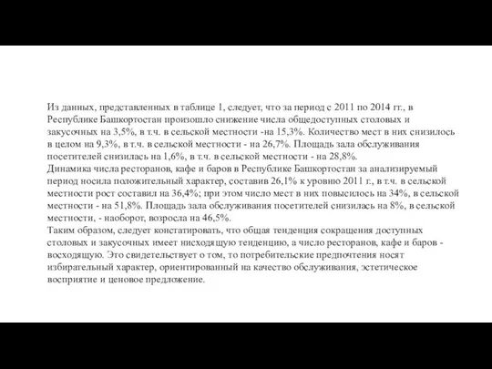 Из данных, представленных в таблице 1, следует, что за период с