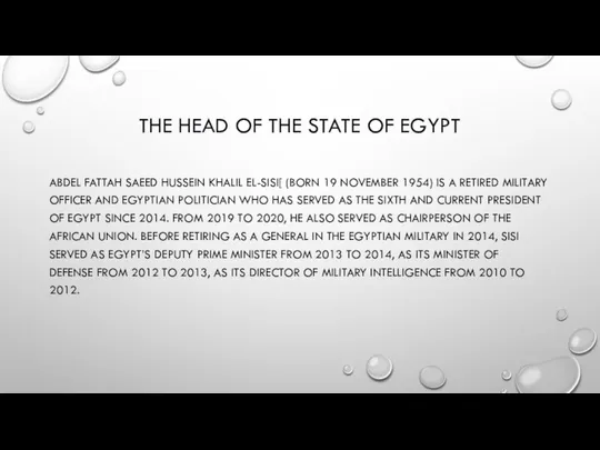 THE HEAD OF THE STATE OF EGYPT ABDEL FATTAH SAEED HUSSEIN