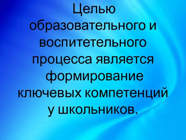 Целью образовательного и воспитетельного процесса является формирование ключевых компетенций у школьников.