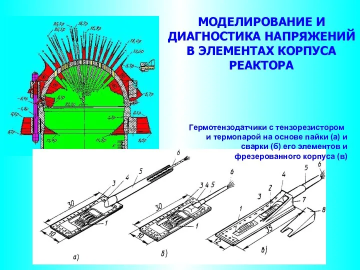 Гермотензодатчики с тензорезистором и термопарой на основе пайки (а) и сварки