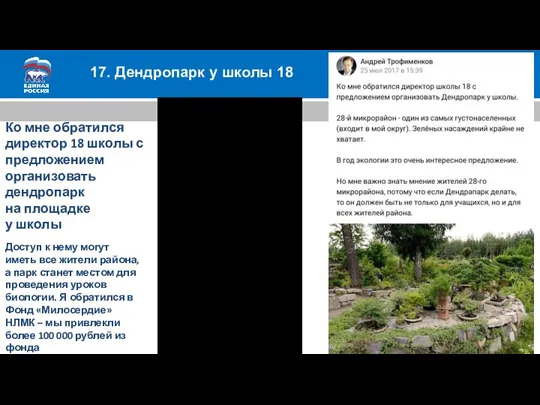 17. Дендропарк у школы 18 Ко мне обратился директор 18 школы