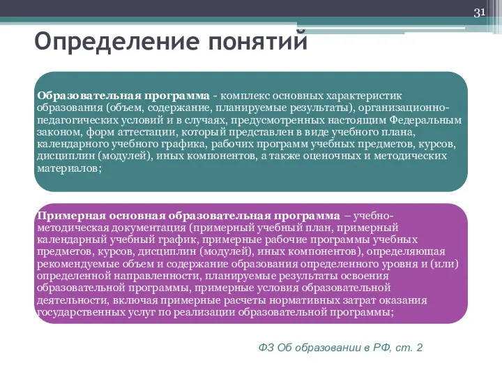 Определение понятий ФЗ Об образовании в РФ, ст. 2