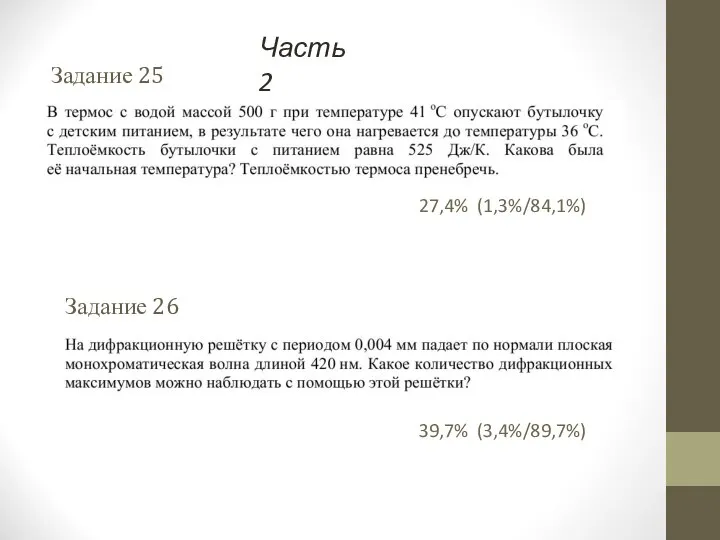 Часть 2 Задание 25 Задание 26 39,7% (3,4%/89,7%) 27,4% (1,3%/84,1%)