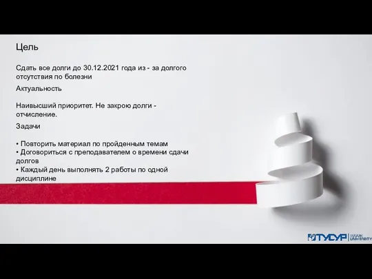 Цель Сдать все долги до 30.12.2021 года из - за долгого