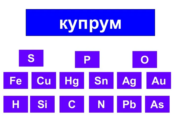 Fe Cu Hg Sn Ag Au H Si C N Pb As купрум S P O