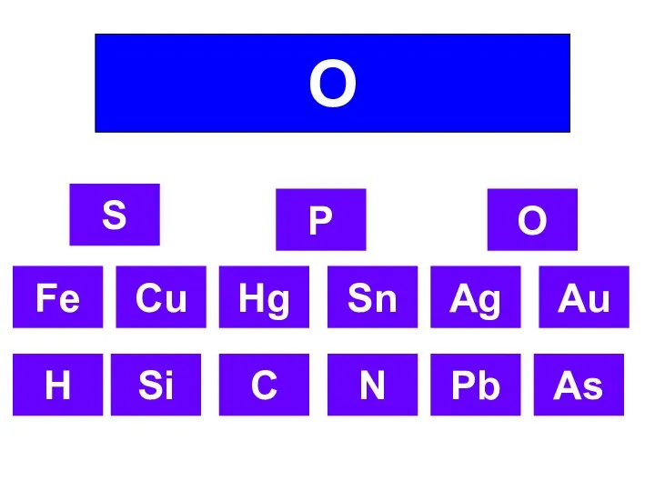 Fe Cu Hg Sn Ag Au H Si C N Pb As О S P O