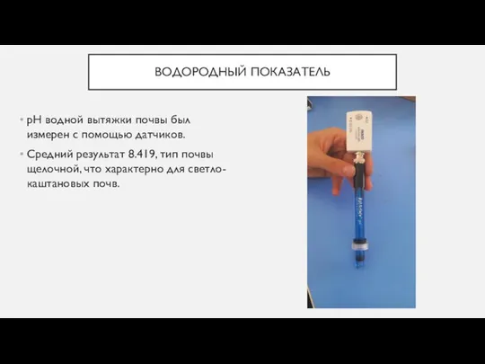 ВОДОРОДНЫЙ ПОКАЗАТЕЛЬ рН водной вытяжки почвы был измерен с помощью датчиков.