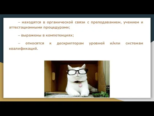 – находятся в органической связи с преподаванием, учением и аттестационными процедурами;