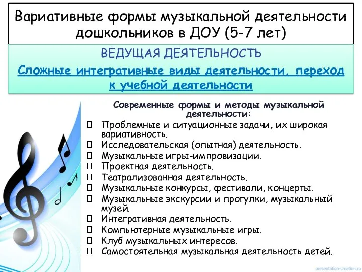 Современные формы и методы музыкальной деятельности: Проблемные и ситуационные задачи, их