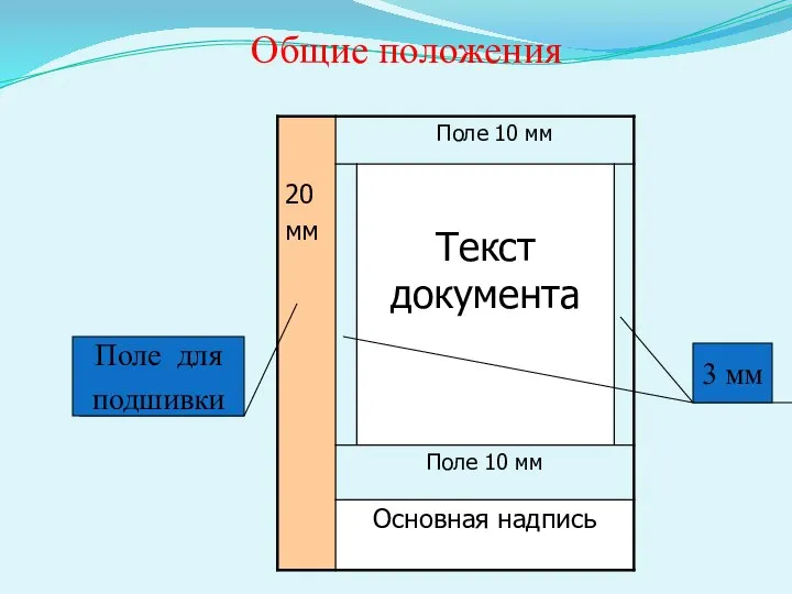 Общие положения Поле для подшивки 3 мм