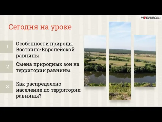 Сегодня на уроке Особенности природы Восточно-Европейской равнины. 1 Смена природных зон